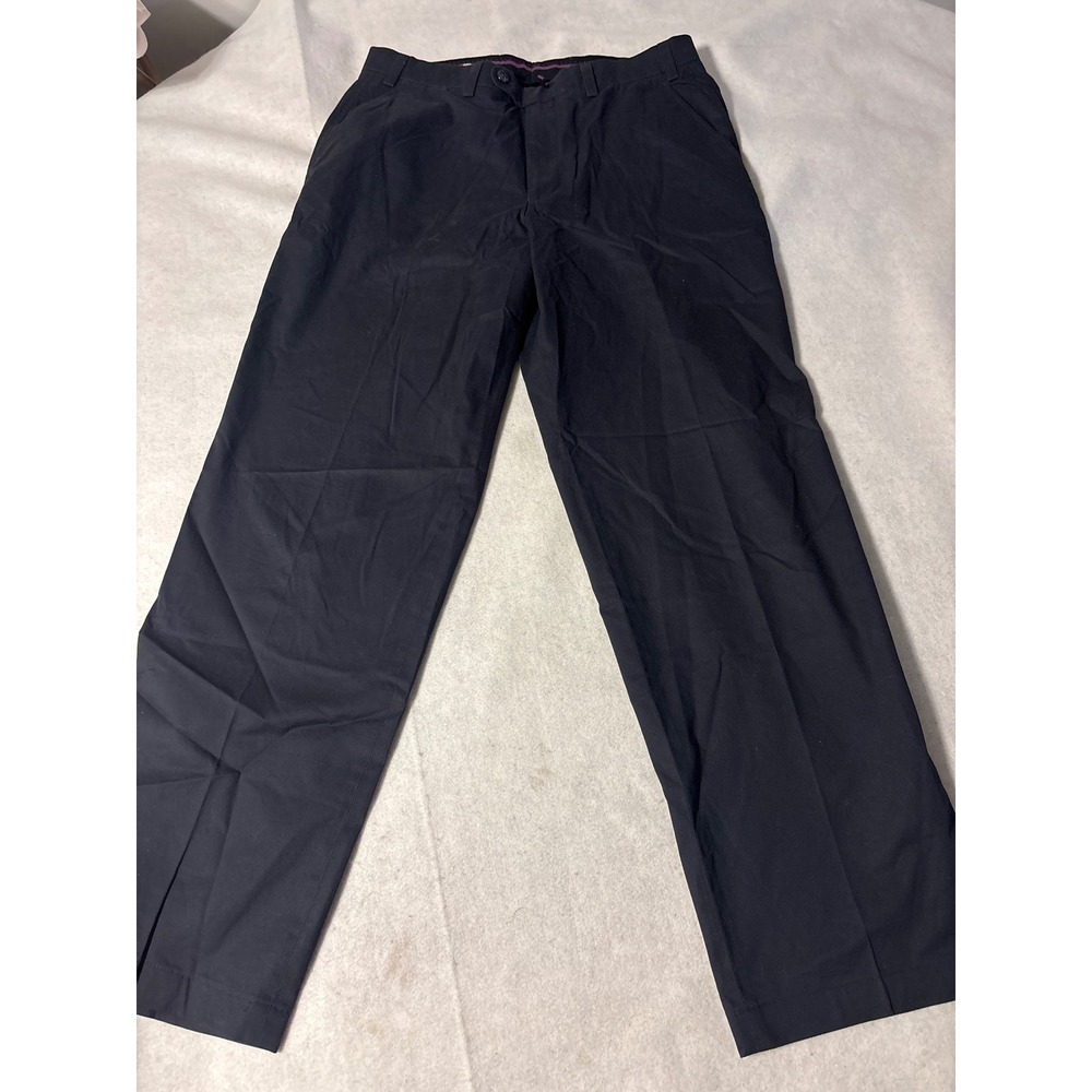 Hiltl Trousers Mens 34x29 Navy Blue Excellent Flat Front‎ Straight Leg Pants